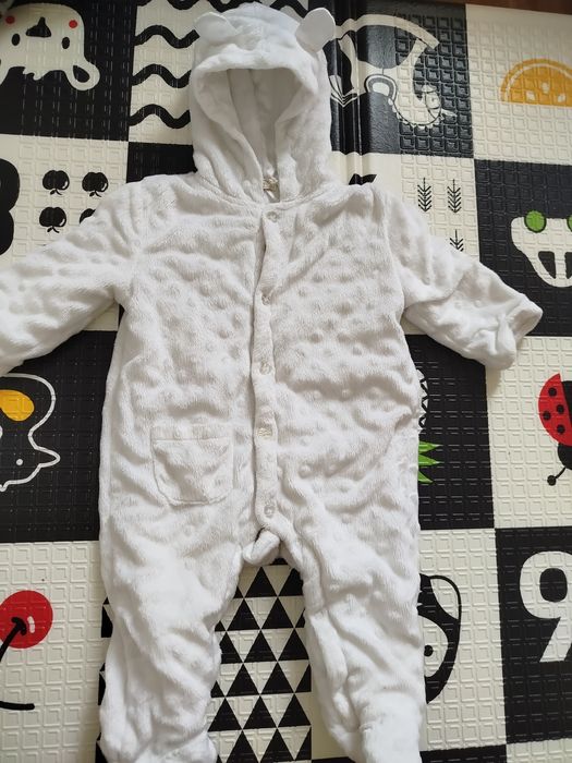 Biały kombinezon jesiennozimowy 62/68 do chrztu