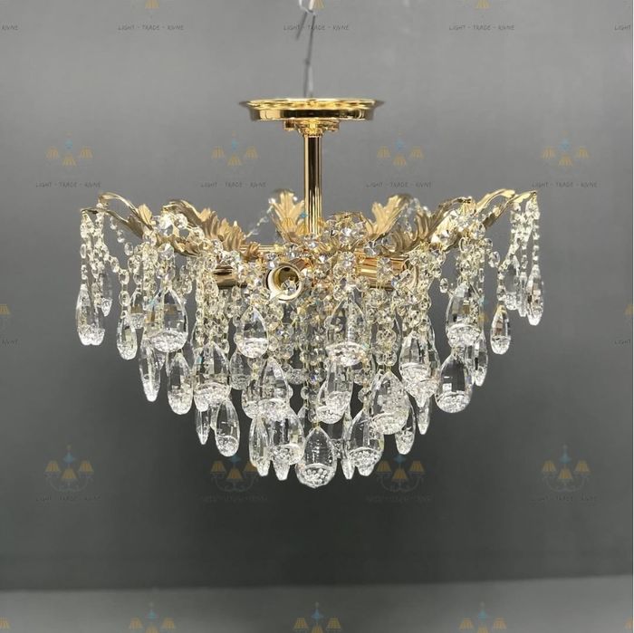 Хрустальна люстра на 5 лампочок - золото