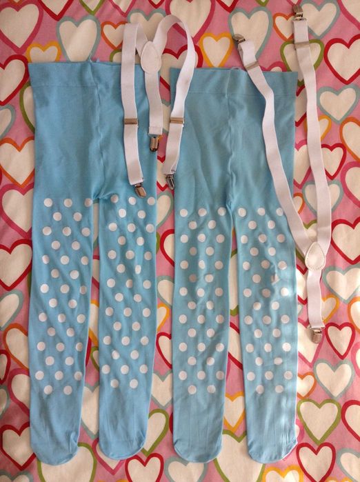 Collants e suspensórios para disfarce de palhaço Carnaval