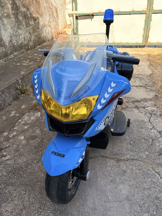 Mota de policia eletrica para criança como nova bateria 12v