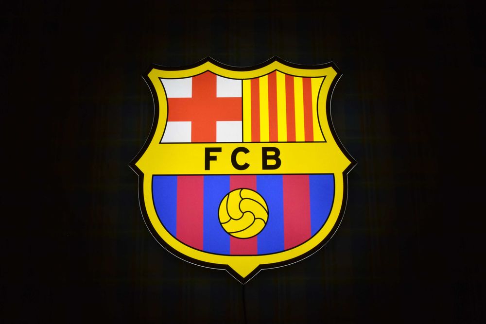 LED Neon FCB, Podświetlane Logo FC BARCELONA, Herb, Baner 3D, Kaseton