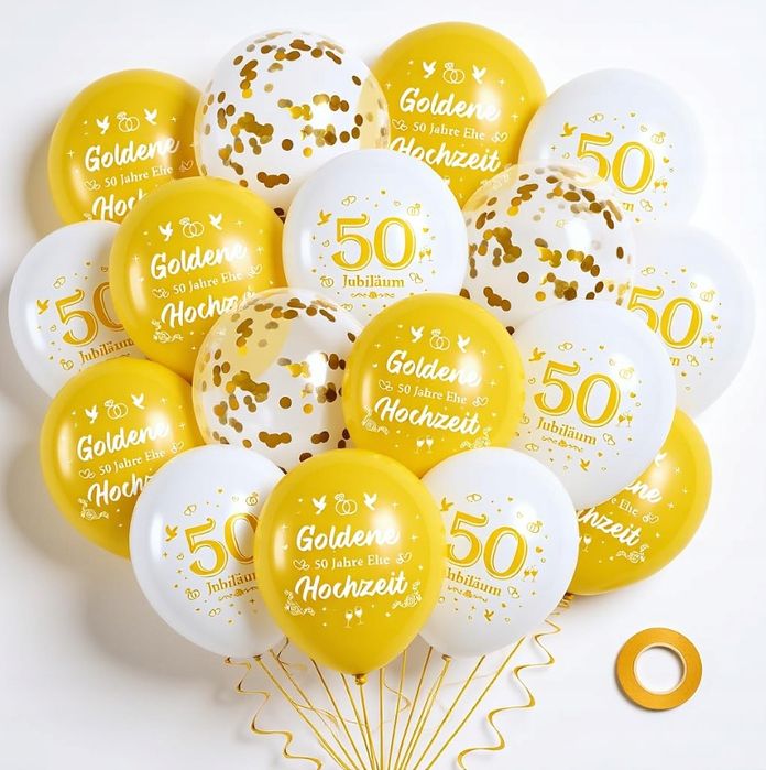 Zestaw Dekoracyjnych Balonów, 36 Elementów Na 50. Rocznicę Ślubu