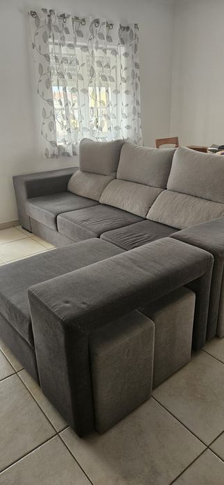 Sofá chaiselong cinzento