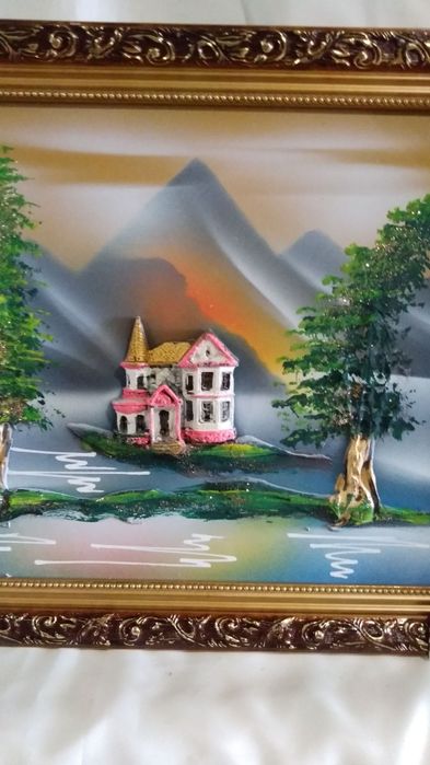 Картина (30х40см.)объемная, аэрография,лепка