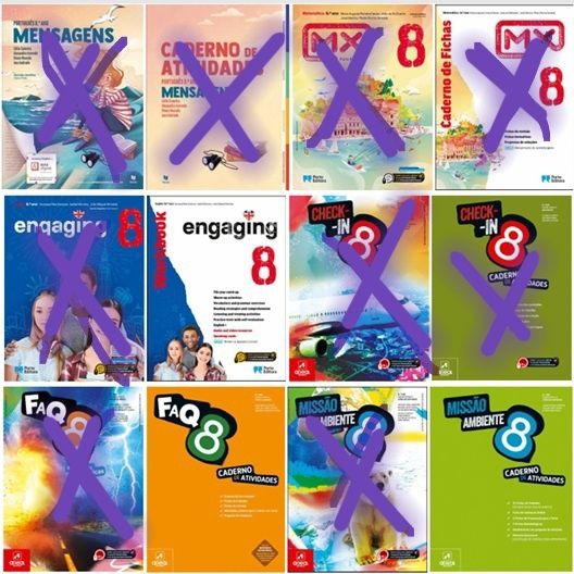 Procuro os seguintes Livros/Cadernos de Atividades de 8º Ano
