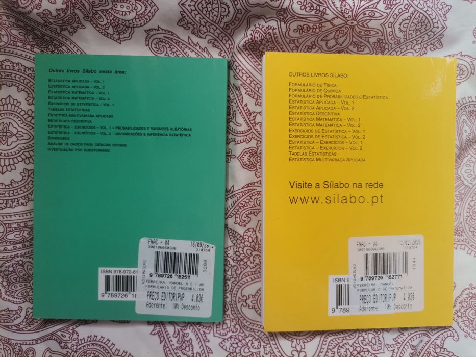Livros formulários - Probabilidades e estatística + Matemática