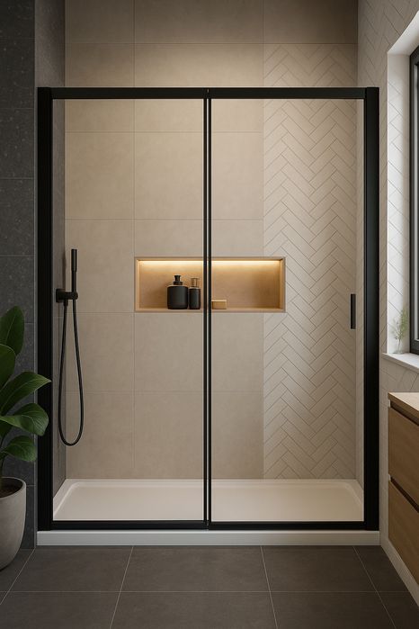 Sprzedam NOWĄ kabinę prysznicową wnękową NEW TRENDY Prime Black 110 cm (drzwi + ścianka boczna).