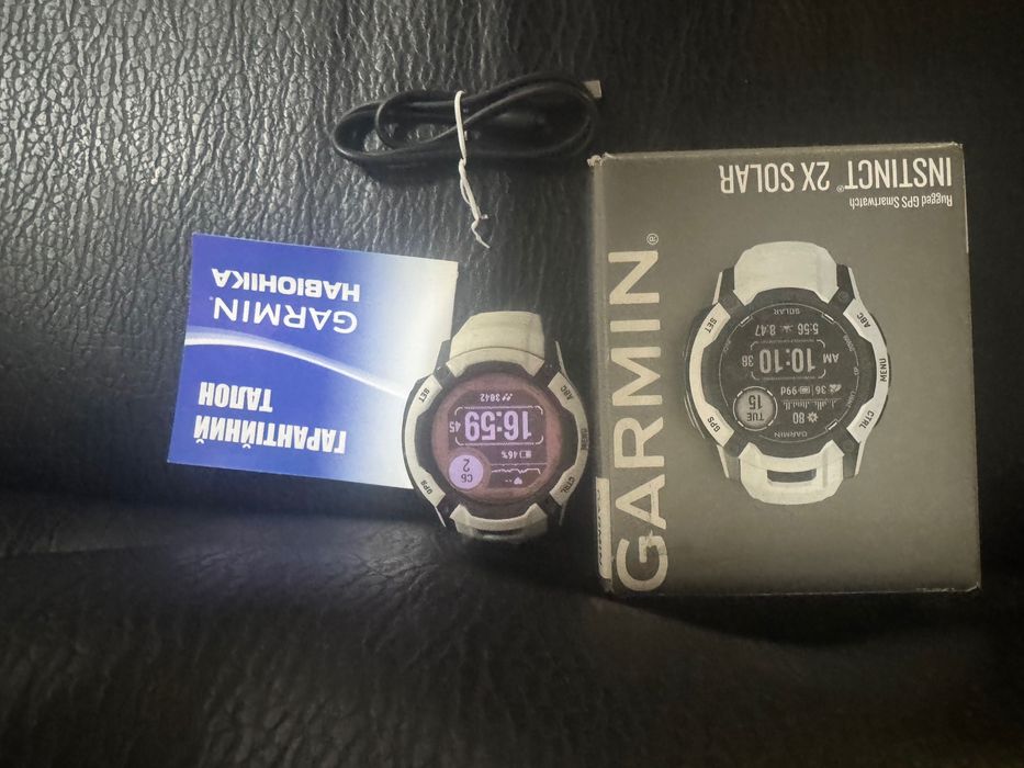 Часы Garmin Instinct 2x Solar WhiteStone полний комплект солнечная батарея