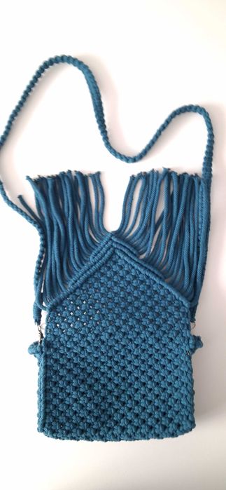 Torebka kopertówka szmaragdowa makrama handmade