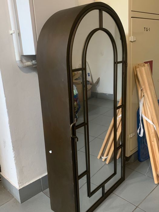 Loftowa szafka wisząca z lustrem - retro, loft, witraż