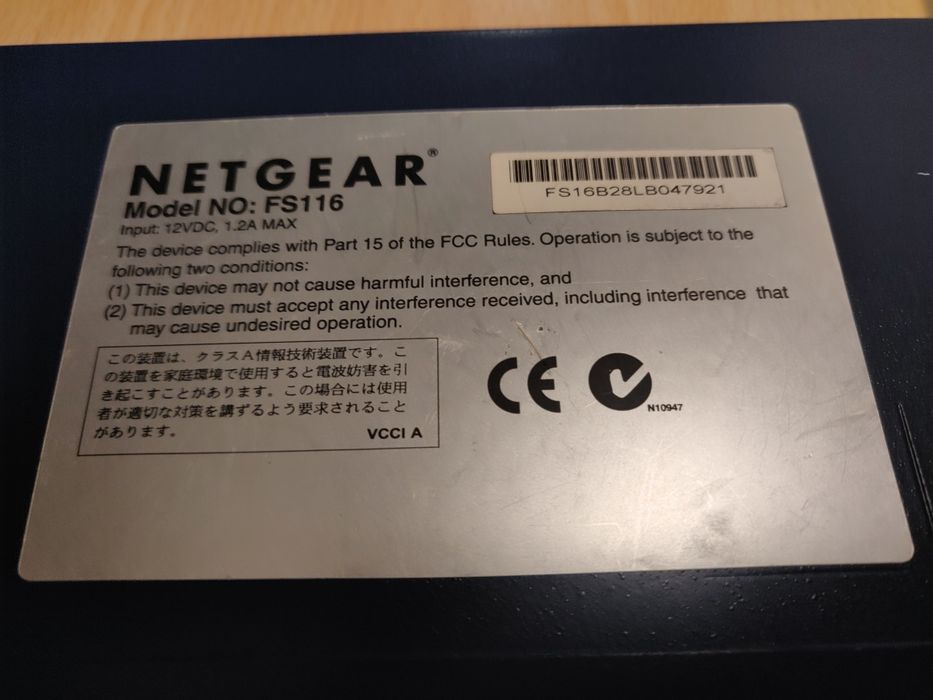 Profesjonalny switch netgear Fs116 do połączeń urządzeń Audio video