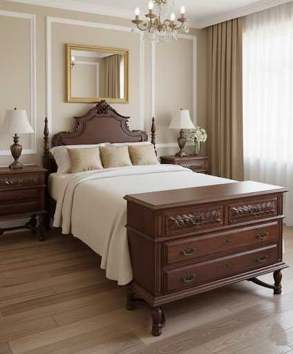 Mobília de Quarto de casal em madeira maciça