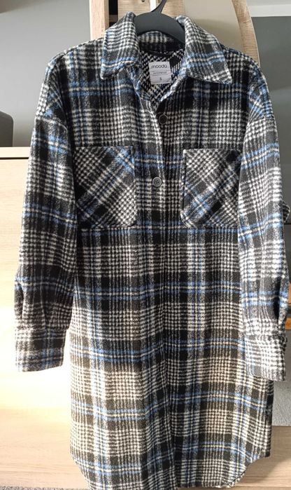 Moodo wiosenny długi płaszcz w kratkę oversize
