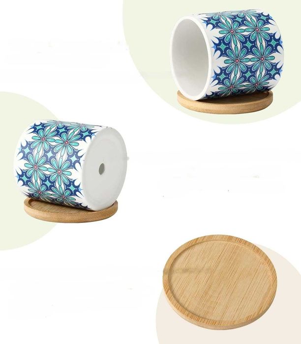 Doniczki ceramiczne na sukulenty, zestaw 4 ozdobnych doniczek