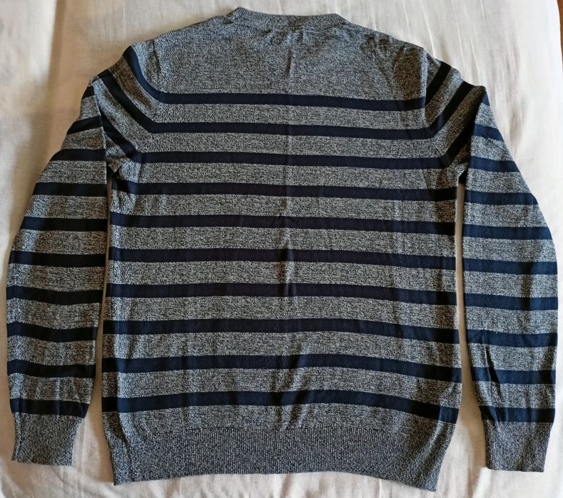 Sweter szaro-granatowy męski