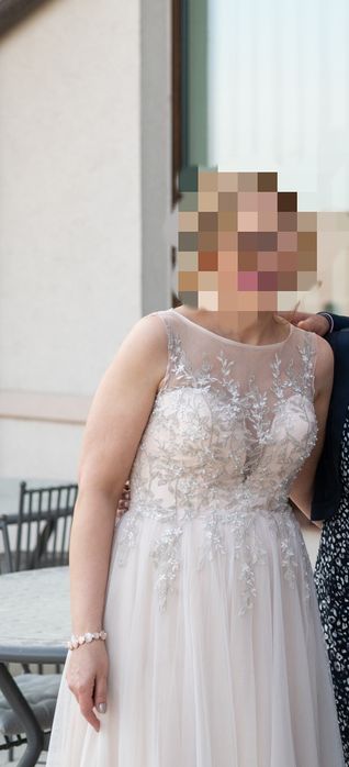 Suknia ślubna ecru długa M