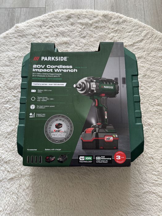 NOWY Klucz udarowy Parkside X20V Team komplet + aku + ładowarka