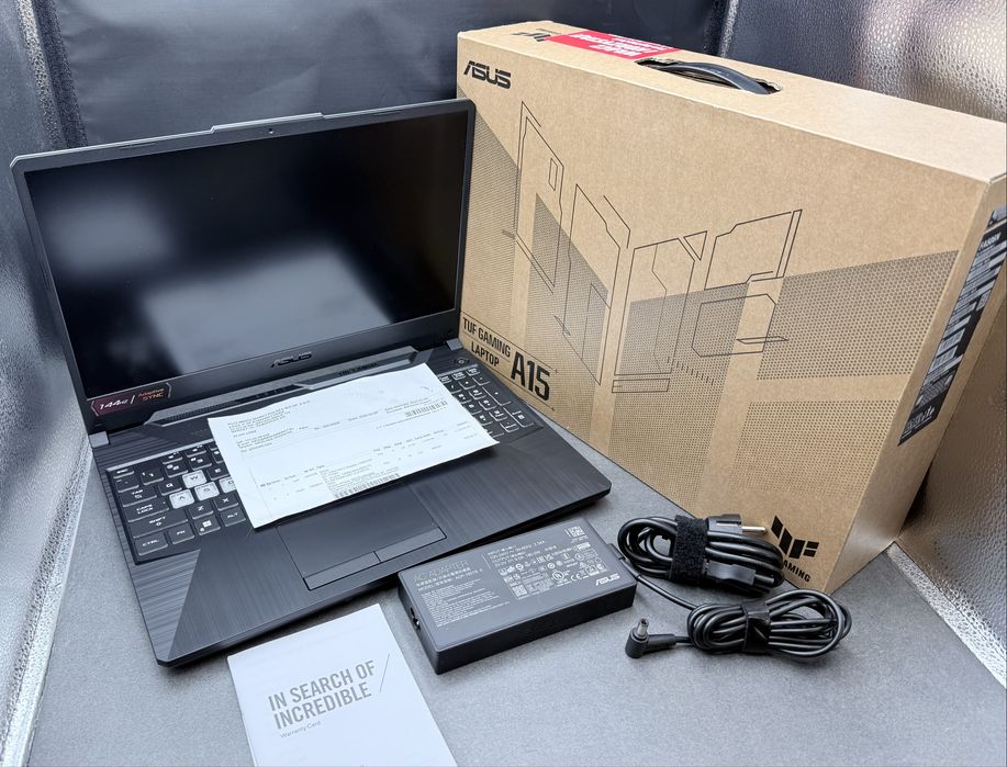 Jak Nowy, Na Gwarancji. Laptop gamingowy ASUS TUF Gaming A15 FA506NC-HN001W 15,6''144Hz R5 7535HS 16GB RAM 512GB Dysk SSD RTX3050 Win11 Czarny