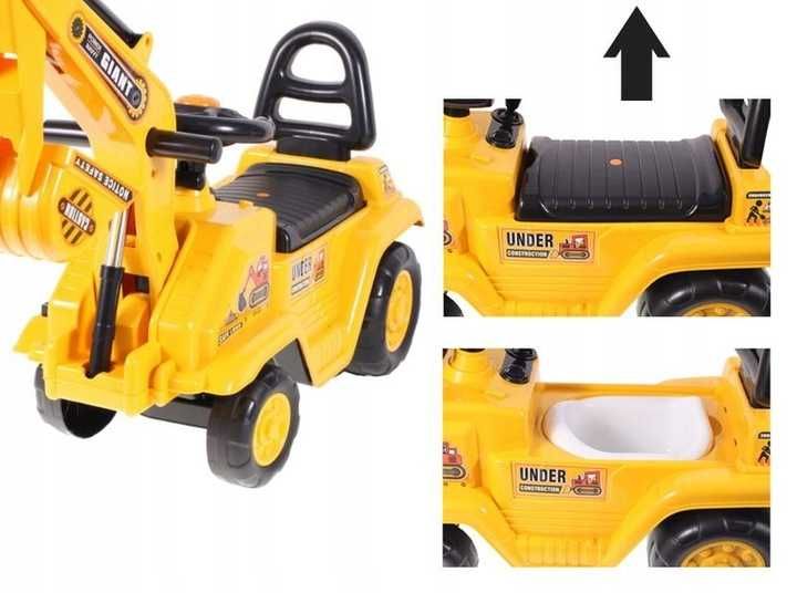 Duży jeździk koparka dla dzieci z nocnikiem