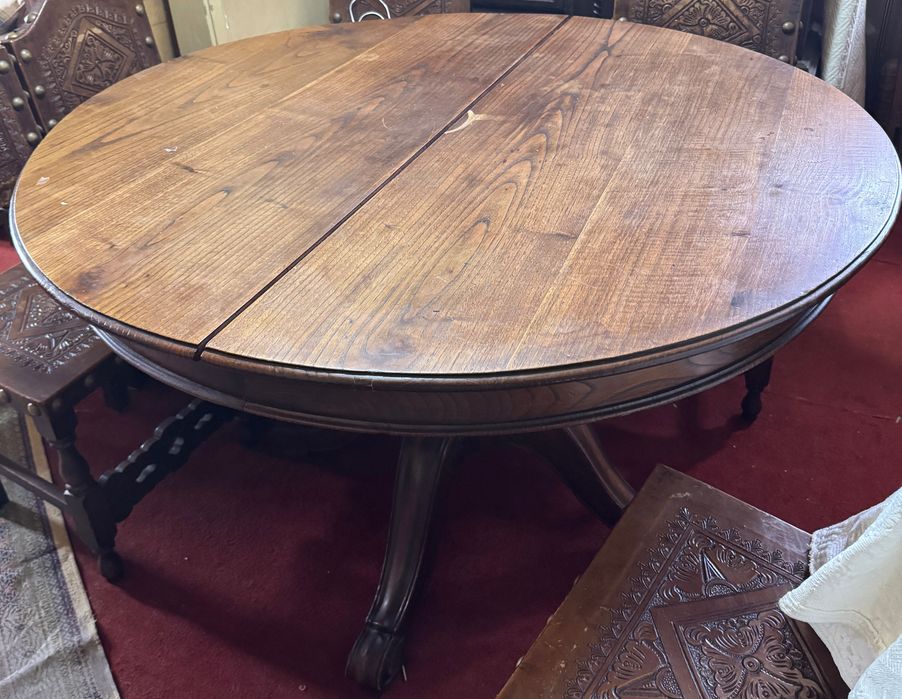 Mesa de Jantar Redonda Extensível em Madeira Ø125 cm Vintage
