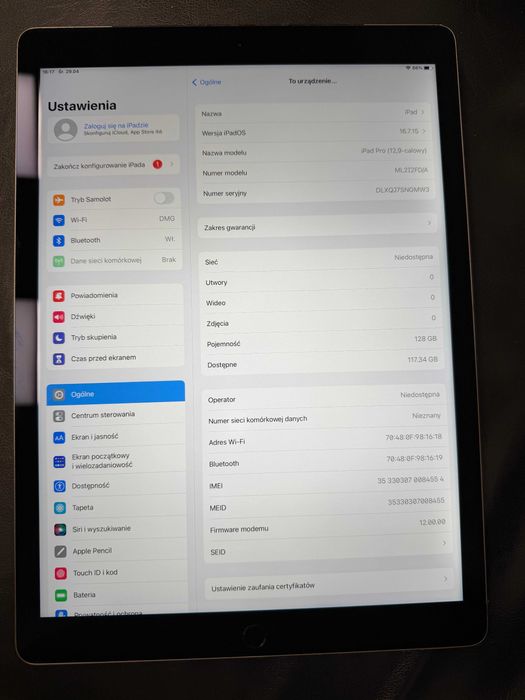 Apple iPad Pro 12.9" 1 Gen. A1652 128GB WiFi+Cellular Space Gray