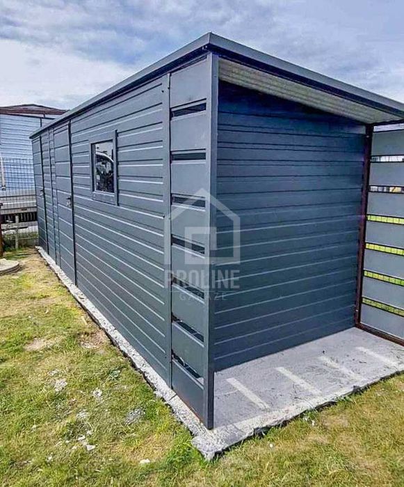 Schowek Domek Ogrodowy 5x2m +Wiata 0,5m 2x Drzwi Okno dach spad PLG158