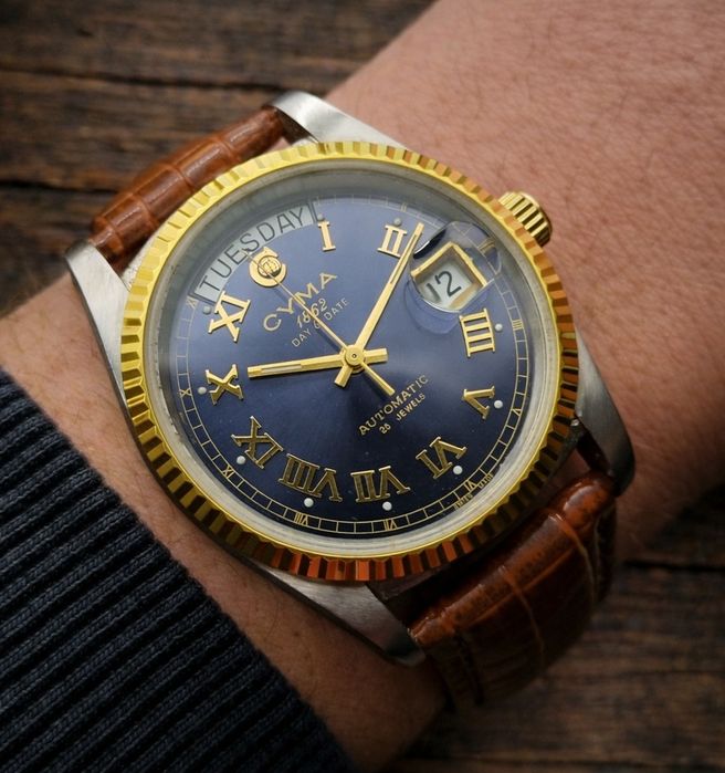 Zegarek Męski Cyma President Day Date  lata 1990 ! 36 mm styl rolex !