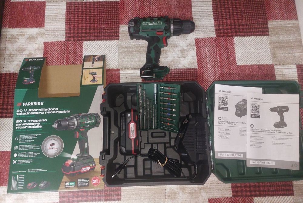 PARKSIDE - Aparafusadora furadora a Bateria 20V–KIT COMPLETO