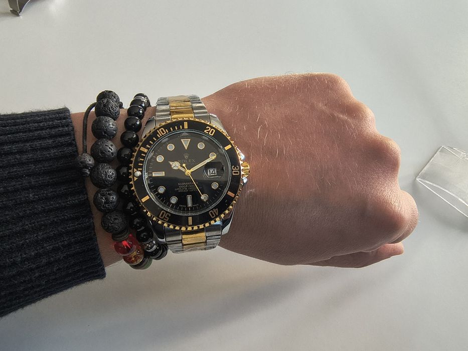 Czarny Rolex męski quartz
