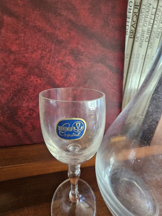 Garrafa e copos de licor cristal Bohemia