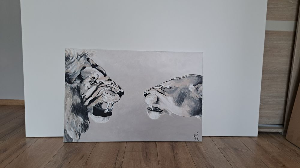 Obraz ręcznie malowany Handmade Lew