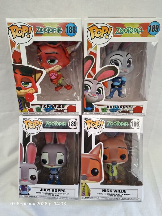 Фигурки поп Джуди Ник Зверополис Зоотрополис Зоотопия 2