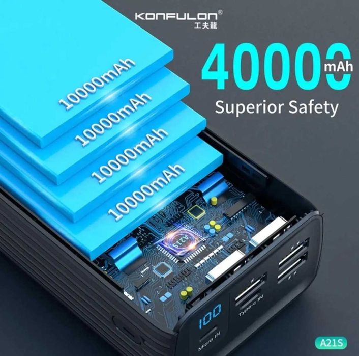 Портативний зарядний пристрій Konfulon A21S Power Bank 40000mah