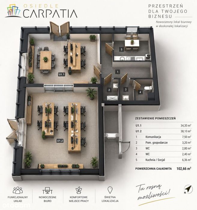 CARPATIA - Lokal 103 m² - parter+szklana witryna