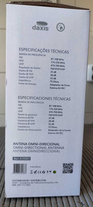 Antena Omnidirecional Daxi 32db Amplificada, TDT