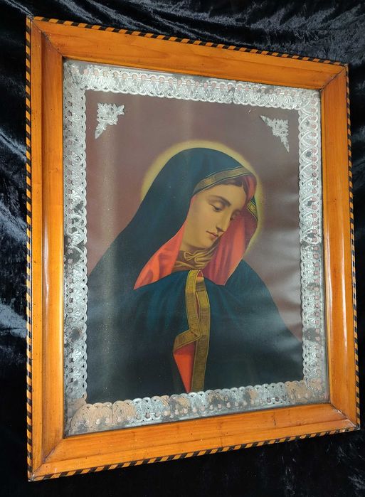 Piękny wielki kpl starych obrazów Jezusa Maryi oleodruki