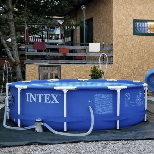 Каркасний басейн Intex Bestway круглий прямокутний 244 305 366 457 см надувний басейн для дачі