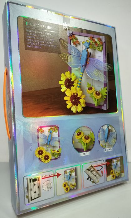 Конструктор Цветы и Насекомые 3 вида Стрекоза Богомол Жук