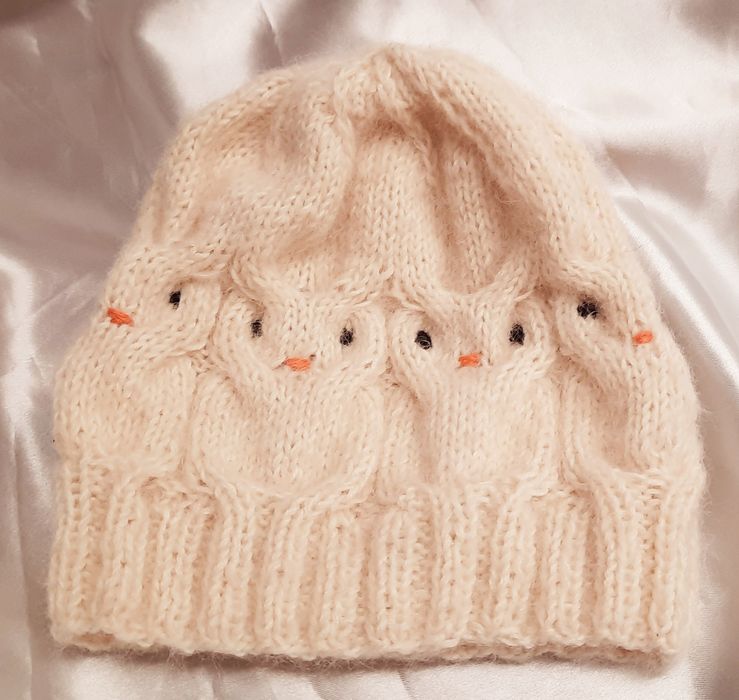 Czapka w sówki ręcznie robiona