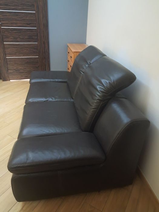 Sofa skórzana brązowa
