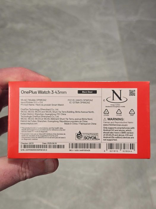 OnePlus Watch 3 43 mm Black Steel Global (глобальна версія з США)