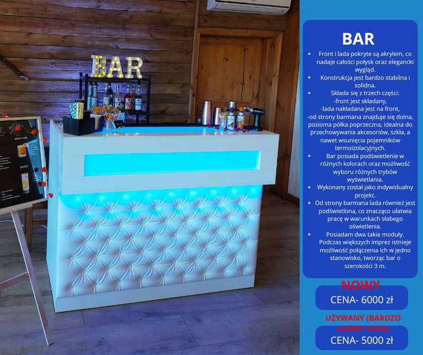 Lada Recepcyjna, Eventowa, Mobilny Bar Podświetlany
