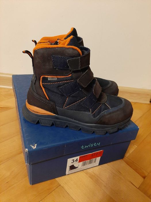 Buty zimowe śniegowce, skórzane, r.34