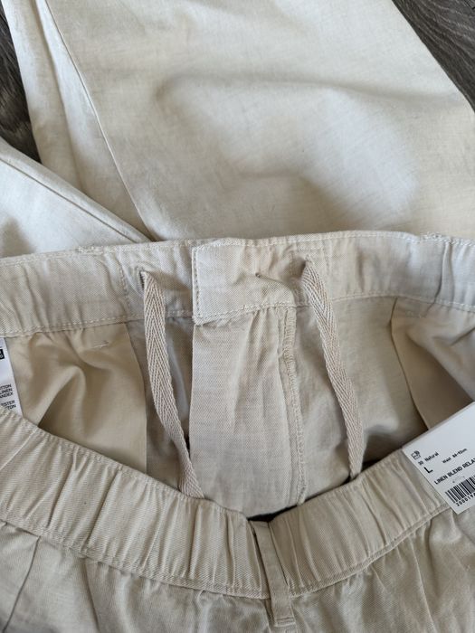 Eleganckie stylowe spodnie Uniqlo lniane   rozmiar L