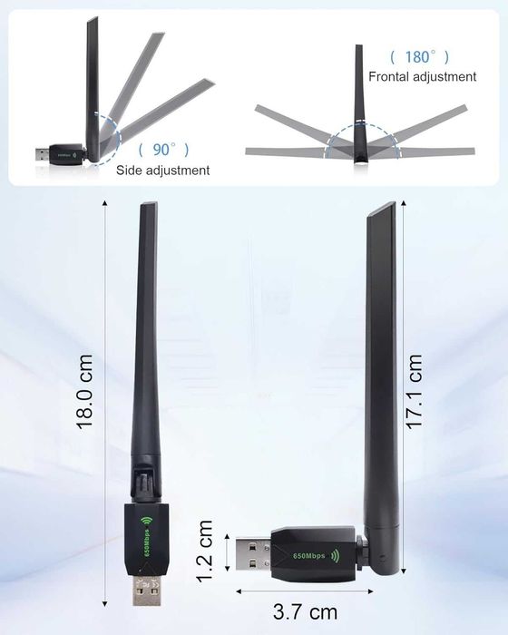 Karta sieciowa dwupasmowa WI-FI ADAPTER USB 650Mbps dual band 2.4G 5G