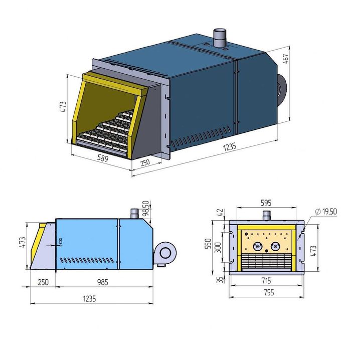 Пальник пелетний 1 МВт (1000 кВт) METALEX, пеллетная горелка 1 МВт