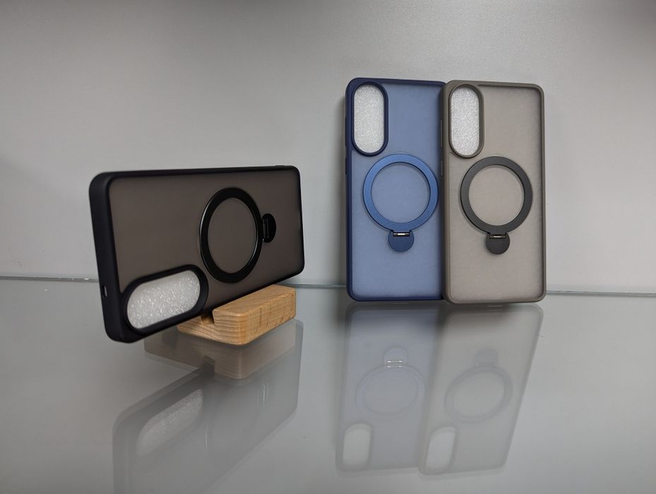 Samsung S25 Edge Противоударный чехол Matte Magsafe с подставкой