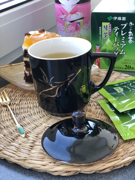 Винтажная японская чашка с крышкой. Заварник Япония. Ручная роспись.