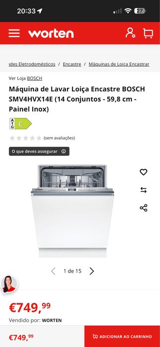 Máquina de Lavar Loiça Encastre BOSCH SMV4HVX14E (14 Conjuntos