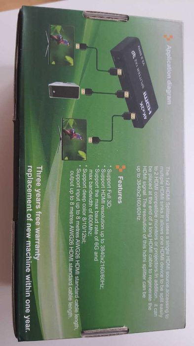 HDMI спліттер PowerPlant 1×4 4K 60Hz (HDCP 2.0, HDMI V2.0, 3D)